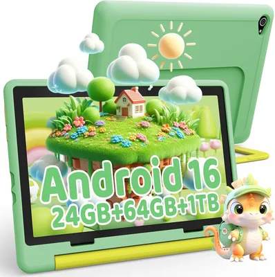Ainmel Android 16 Kinder-Tablet, 10.1 Zoll Tablet für Kinder, 24 GB + 64 GB (erweitbar bis 1TB), 6000 mAh, Kindersicherung