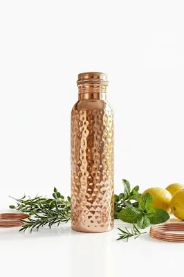 Copper Water Bottle, 900ml, Metallic Finish, Screw-Top Lid - Best Deal