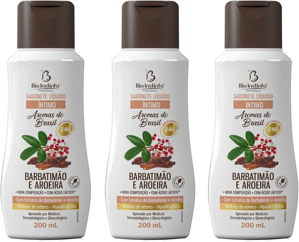 Sabonete Líquido Íntimo Barbatimão e Aroeira 3x 200ml - Melhor Preço