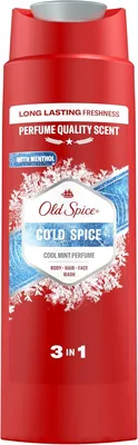 Old Spice Cold Spice Männer Duschgel & Shampoo 250 ml, Multifunktions-Körperhaar-Gesichtspflege, langanhaltende Frische