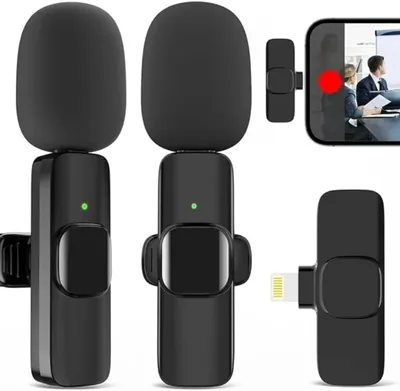 Wireless Lavalier Microphone Set - Dual Mics, Black