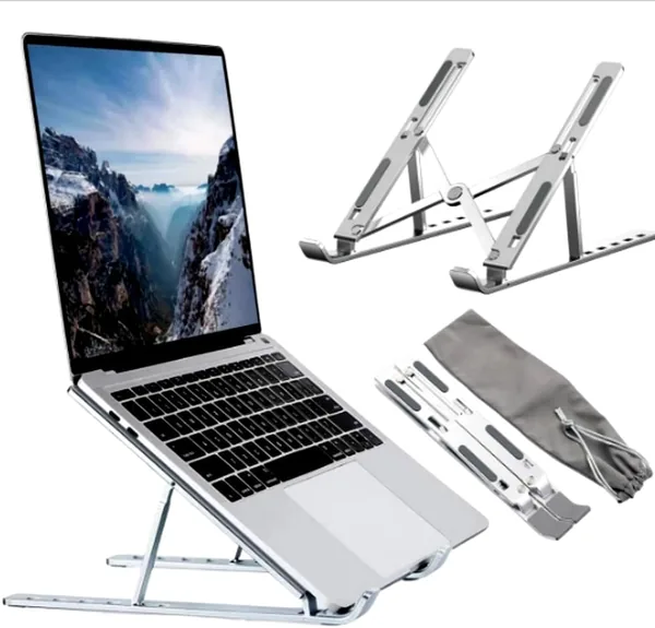Suporte para Notebook, Tablet e Celular- Linha Premium em Alum nio Dobr vel e Ergon mico Para Desktop Port til Ajust vel em 6 ngulos com Altura Regul vel Leve Apoio Universal - Co