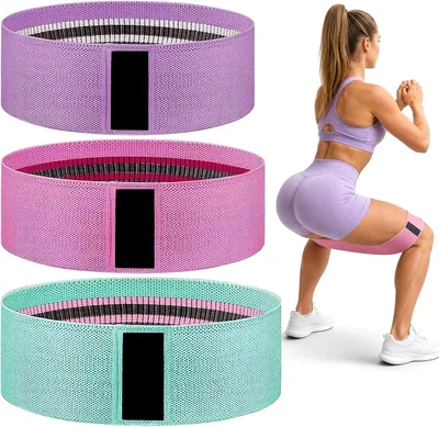BSTHP Bandas de Resistencia de Tela Antideslizantes, 3 Niveles de Resistencia, Bandas Elasticas de Fitness