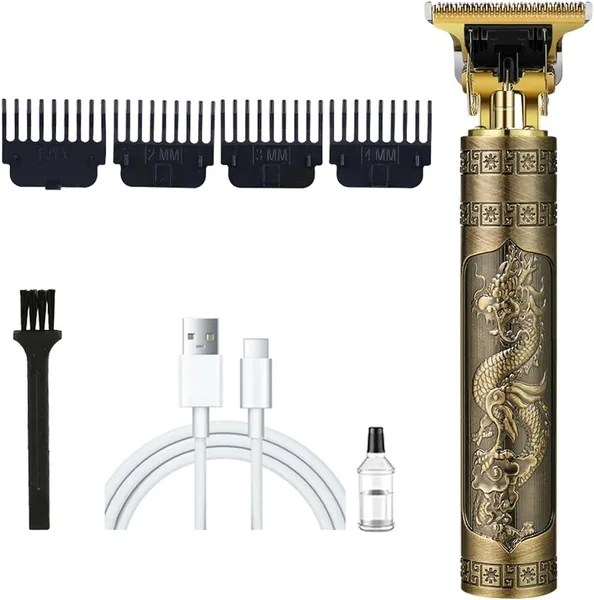 Professional Hair Trimmer for Men - Cordless Beard Trimmer, Metal Body, Bronze