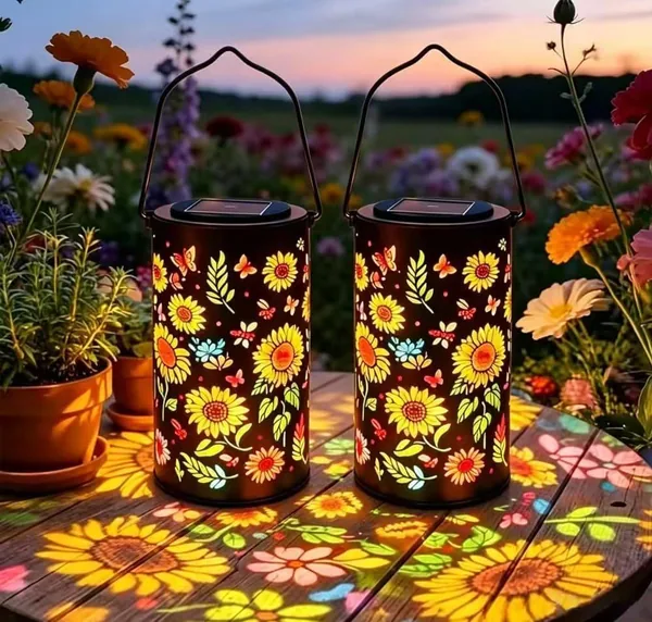 Colorful Sunflower Glow Solar Garden Lantern (2 St ck Sonnenblumen Solarlampen f r Au en,Wasserdichte Sunflower Solar Gartenleuchte,Metall Solar Sunflower H ngeleuchte f r Au en Gar)
