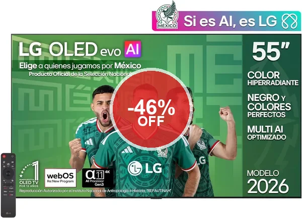 Pantalla LG 55 Pulgadas OLED EVO AI G6 4K Smart TV webOS 2026 - 46% Off