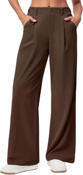 MXKJ-IU Pantalones de Pierna Ancha para Mujer, Pantalones Elásticos de Vestir para Trabajo y Negocios