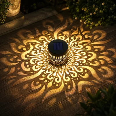 Éclairage solaire décoratif Mandala Taechalingo, lampe murale solaire, éclairage extérieur, lanternes de jardin