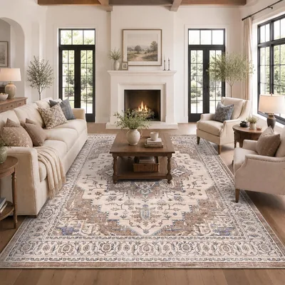 NakedCloud 8x10 Area Rugs Beige Brown