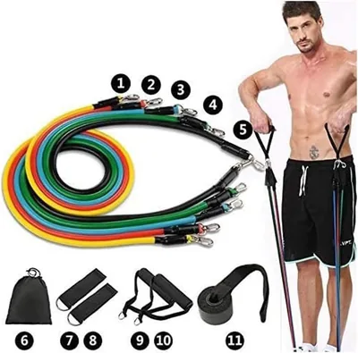 LUOYAHOME 5-in-1 Resistance Band Set, 10-100 lb Adjustable