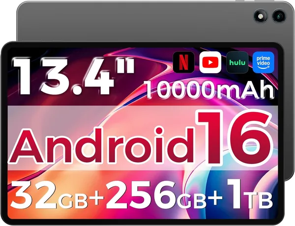 RebotAi Android 16 Tablet, 13.4 Pulgadas con Procesador Octa-Core, 32GB RAM + 256GB ROM, 10000mAh Batería - 27% de Descuento