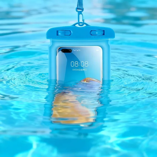 Universal Waterproof Cell Phone Dry Bags with Hanging Rope Swimming Mobile Phones Touchscreen Protector Cover,5.2-6.4 Inch (Blue)