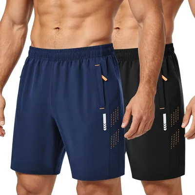 Zoofly Mens Sport Shorts Quick Dry Gym Activewear with Zipper Pockets, Best Deal