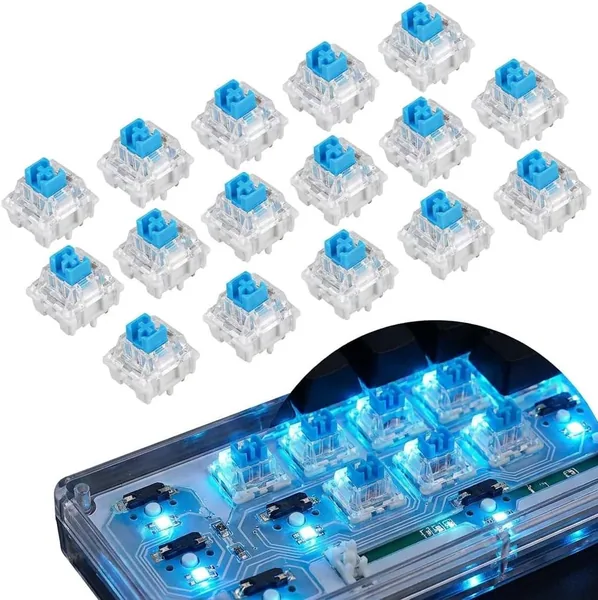20 PCS Mechanical Keyboard Switches, 3 Pin Hot-Swappable Clicker, Dustproof Waterproof Clicky Switch for DIY Custom Gaming Keyboard Replacement and Upgrade