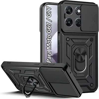 Carcasa Protectora PENGPAI para Motorola Moto G67 y G77, Soporte Acrílico con Protección de Cámara