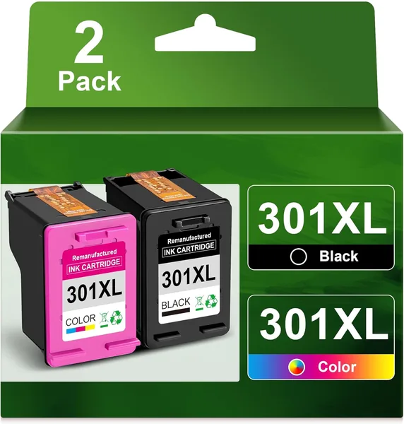 Ink Cartridges Replacement for HP 301XL, 2 Pack