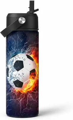 Football Water Bottle for Boys - 18oz Stainless Steel Insulated Cup with Straw Best Deal