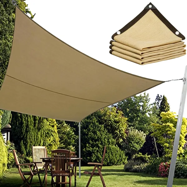 Beige Sun Shade Net & Shade Cloth - Encrypted, Thickened, High UV Block, Breathable for Patio/Garden - Cool Privacy Canopy (3 * 4m)