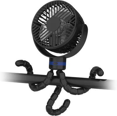ITSHINY Stroller Fan, Ventilatore Portatile USB Ricaricabile da 8000 mAh con Treppiede Flessibile e 4 Velocità per Seggiolino, Tapis Roulant, C