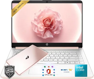 HP 14″Rose Gold Laptop, Lightweight Notebook for Office & Study, 16GB RAM Memory, 128GB SSD + 1TB Cl