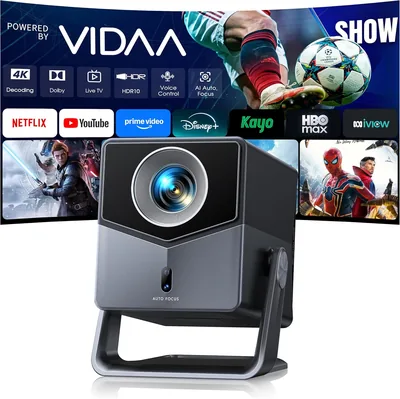 Proyector 4K VIDAa con Netflix/TV en vivo/Dolby Audio - 1400 ANSI, FHD 1080p, Auto Enfoque y Corrección de Keystone - 45% de Descuento