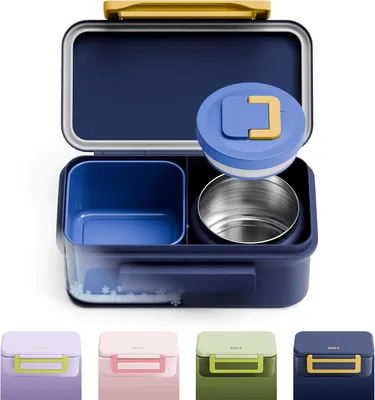 BEOLA 2 Section Lunch Box with Food Jar and Ice Pack