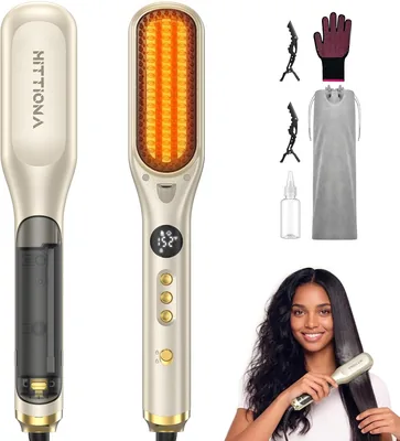 Hittiona Steam Hair Straightener Brush 10% Off
