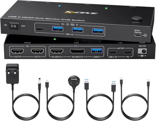 USB-C KVM Docking Switch 2 Monitors - Best Price