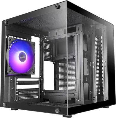 Mars Gaming MC-Cube : Boîtier PC MicroATX ultra-compact avec panneau de verre trempé panoramique et ventilateur ARGB 120mm - Meilleur Prix