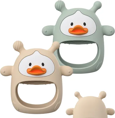 Baby Silicone Teething Mitten - 2 Pack Best Deal