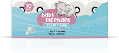 Baby Elephant 1-Ply Toilet Tissue 10-Rolls - Long Lasting Value