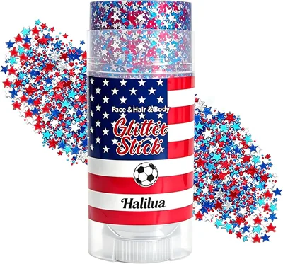 Patriotic 4th of July Glitter Stick - Red White Blue Sparkle Face Body Hair Decor Best Deal