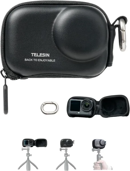 TELESIN Mini etui ochronne dla DJI Osmo Action 6/5 Pro/4/3 - Wodoszczelne, Twarde etui z tworzywa EVA z karabińczykiem i otworem (5% Off)