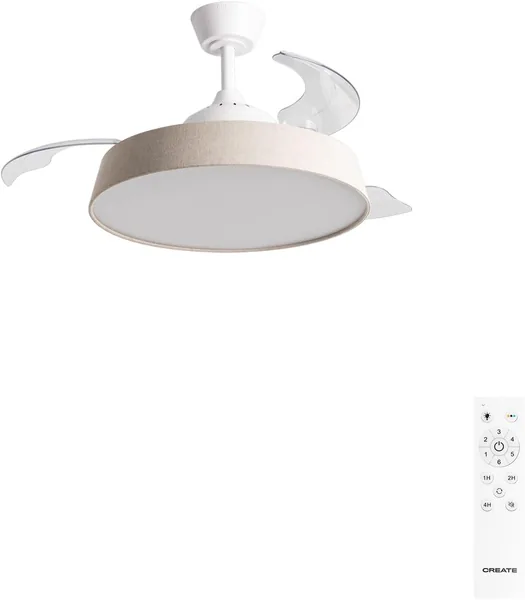 Ventilador de techo con diseño claro/lino natural y control remoto - 18% Descuento