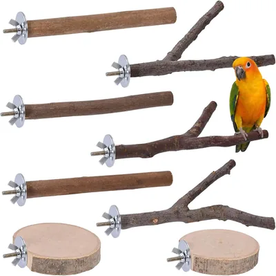 Biamaleu 8 Piezas Colgantes para Pájares, Madera para Cockatiels y Parakeets