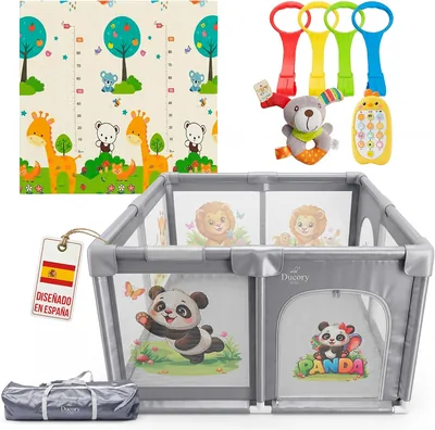 Ducory Niños Juego de Piso 47.2 x 47.2 x 75 cm con Puerta Doble, Colchón Plegable y Bolso de Transporte + 4 Manijas + Musical - 25% Descuento
