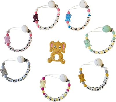 TetebyNoa - Cesta de regalo personalizada para bebé recién nacido, soporte para chupete y babero - Grande C