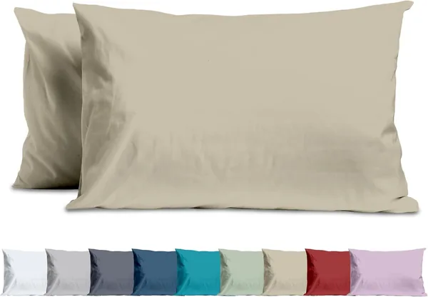 Pair of Plain Microfibre Pillowcases Set of 2 Standard Size 50 x 80 cm Envelope Closure