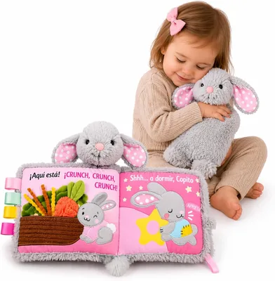 PEQUEANDO - Mi Primer Libro de Peluche Suave: El Conejo Pequeño para el Desarrollo Cognitivo Temprano de tu Bebé