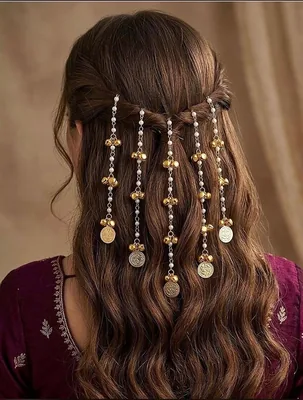 पेर्ल और सोने के सिक्का हेयर क्लिप महिलाओं के लिए - शादी के ब्राइड ब्रेड क्लिप एक्सेसरीज़ के साथ घुंग्रू और सिक्के के चार्म