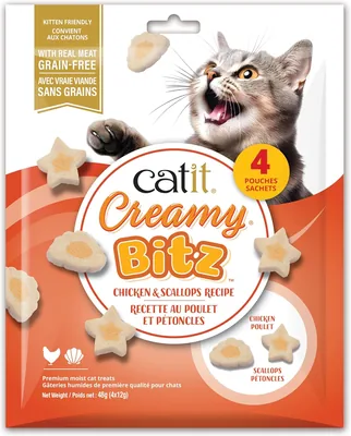Catit Creamy Bitz Kattsnack med Kylling och Skallor, 4 x 12 g - Best Deal