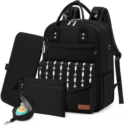 RAINSMORE Mochila Pañalera Multifuncional, Grande Pañaleras para Bebe Niña y Niño con Cambiador Impermeable Bolsa Pañalera