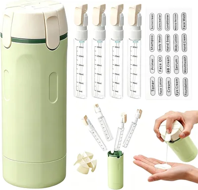 Ubrici 4 en 1 Botellas de Viaje para Higiene Personal, Pack de 4 Envases Recargables a Prueba de Fugas de 30 ml con Etiquetas