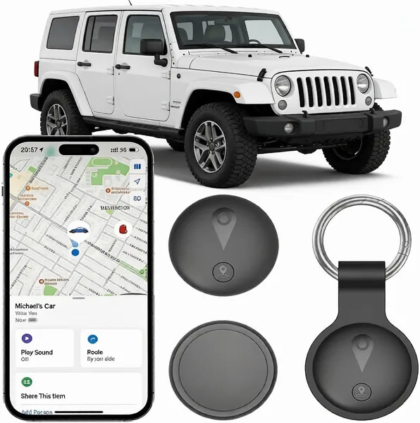 GPS Tracker for Vehicles, Mini Hidden Car Tracker with Magnetic Case, Real-Time Tracking Tracker No Monthly Fee/No SIM Card - Works with Apple Find My (iOS Only) for Finding, Black