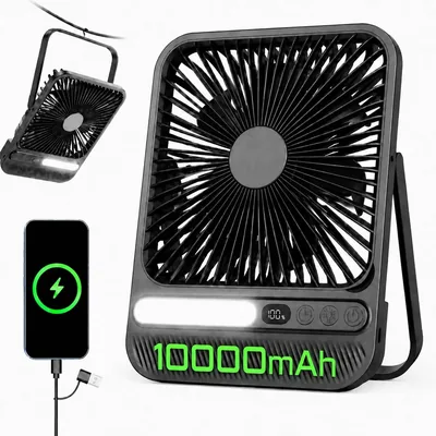 GOBRILLFUN Ventilateur Camping 10000mAh avec Lampe LED - Meilleur Prix