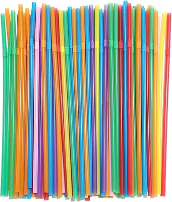 Paille réutilisable pliable - 100 pailles en polypropylène BPA libre - 8,25" x 0,25"