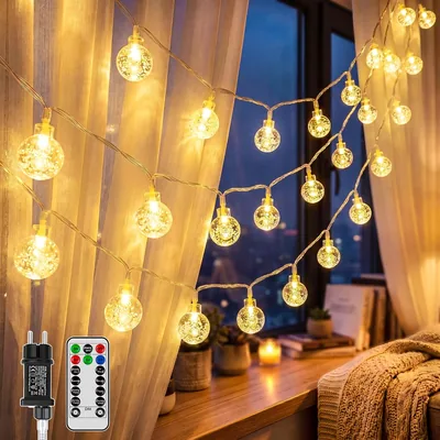 Guhope 10m 100 LED Guirlande Ballée Extérieure avec Prise | Lumières Féeriques Imperméables IP44 à 8 Modes avec Télécommande Dimmable T
