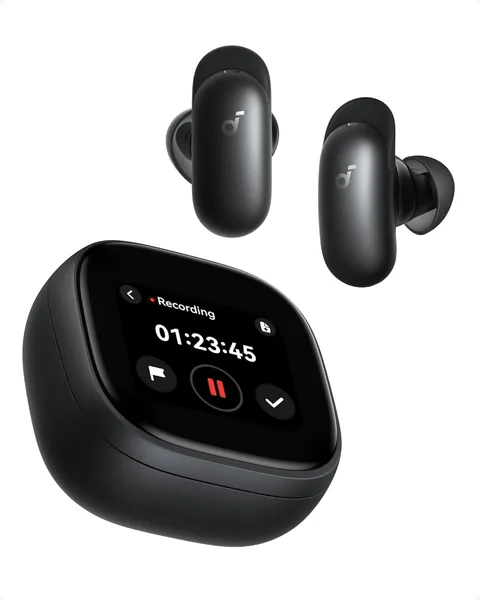 Soundcore Anker Liberty 5 Pro Max,AI Note-Taker Wireless Earbuds,Noise Cancelling,1.78" AMOLED Display,Whisper-Clear Calls,AI Meeting Transcription for Business