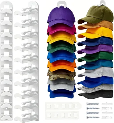 2PCS Porta Gorras para Pared, Organizador de Gorras con Adhesivo Fuerte y Tornillos, Soporte Ganchos de Sombreros de Acrilico - Mejor Oferta