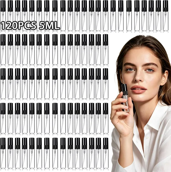 120 Mini Botellas en Aerosol Recargables de Perfume, Atomizador Transparente de Vidrio para Decantos
